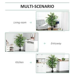 image-145cm Artificial Banyan Plant Faux Decorative Tree Cement Pot Outsunny