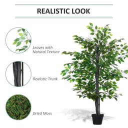 image-145cm Artificial Banyan Plant Faux Decorative Tree Cement Pot Outsunny