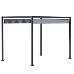 image-4 x 3m Metal Pergola Gazebo Patio Sun Shelter Retractable Canopy Grey Outsunny