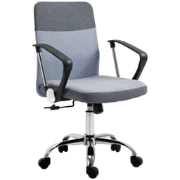 image-Office Chair Linen Swivel Desk Chair Home Study Rocker w/ Wheel, Grey Vinsetto