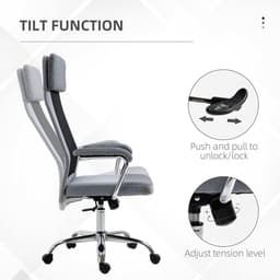 image-Office Chair Mesh High Back Swivel Task Home Desk Chair w/ Arm, Grey Vinsetto