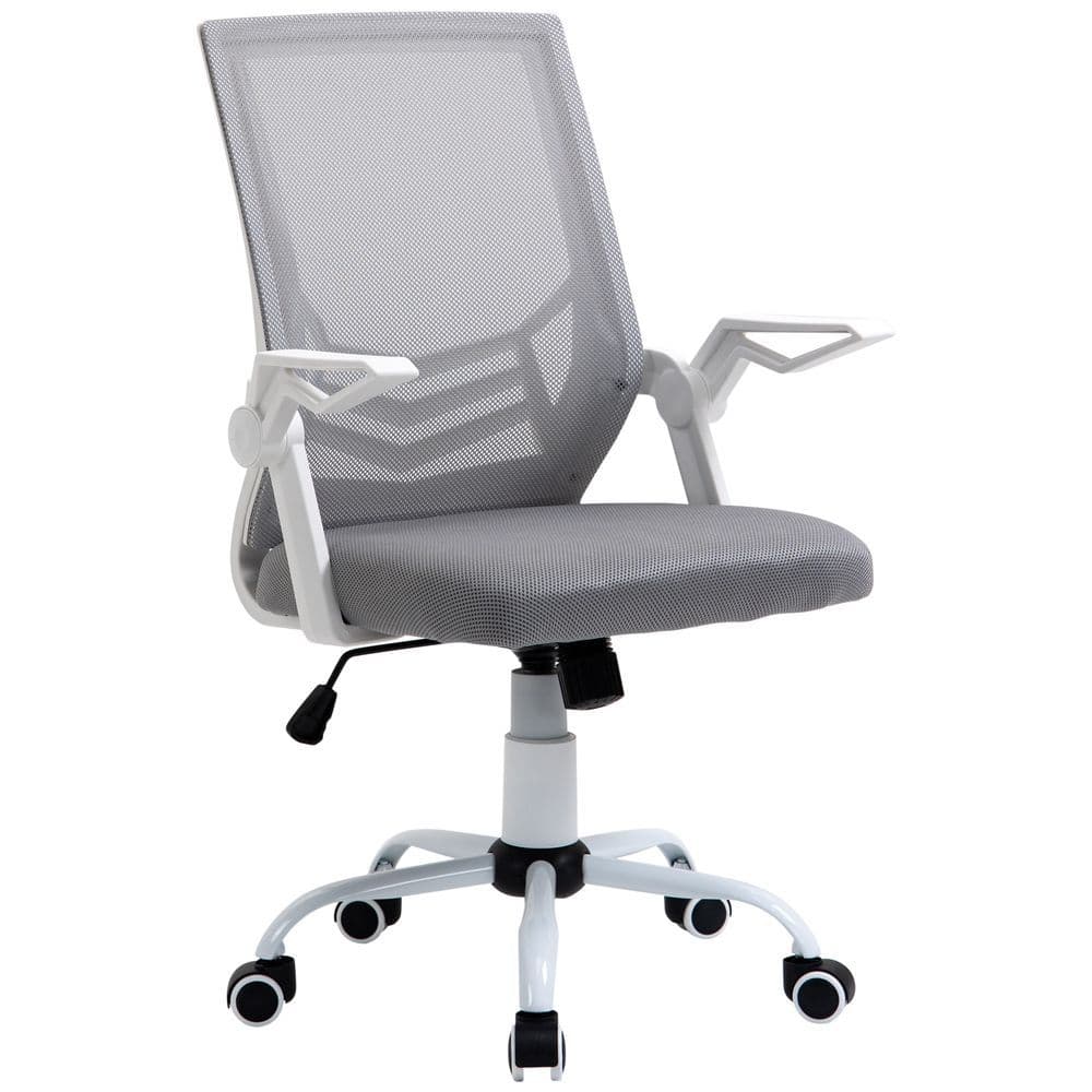 image-Mesh Swivel Office Chair Task Computer Chair w/ Lumbar Support, Grey Vinsetto