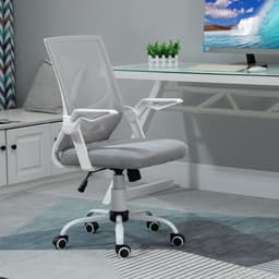 image-Mesh Swivel Office Chair Task Computer Chair w/ Lumbar Support, Grey Vinsetto