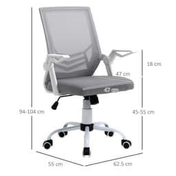 image-Mesh Swivel Office Chair Task Computer Chair w/ Lumbar Support, Grey Vinsetto