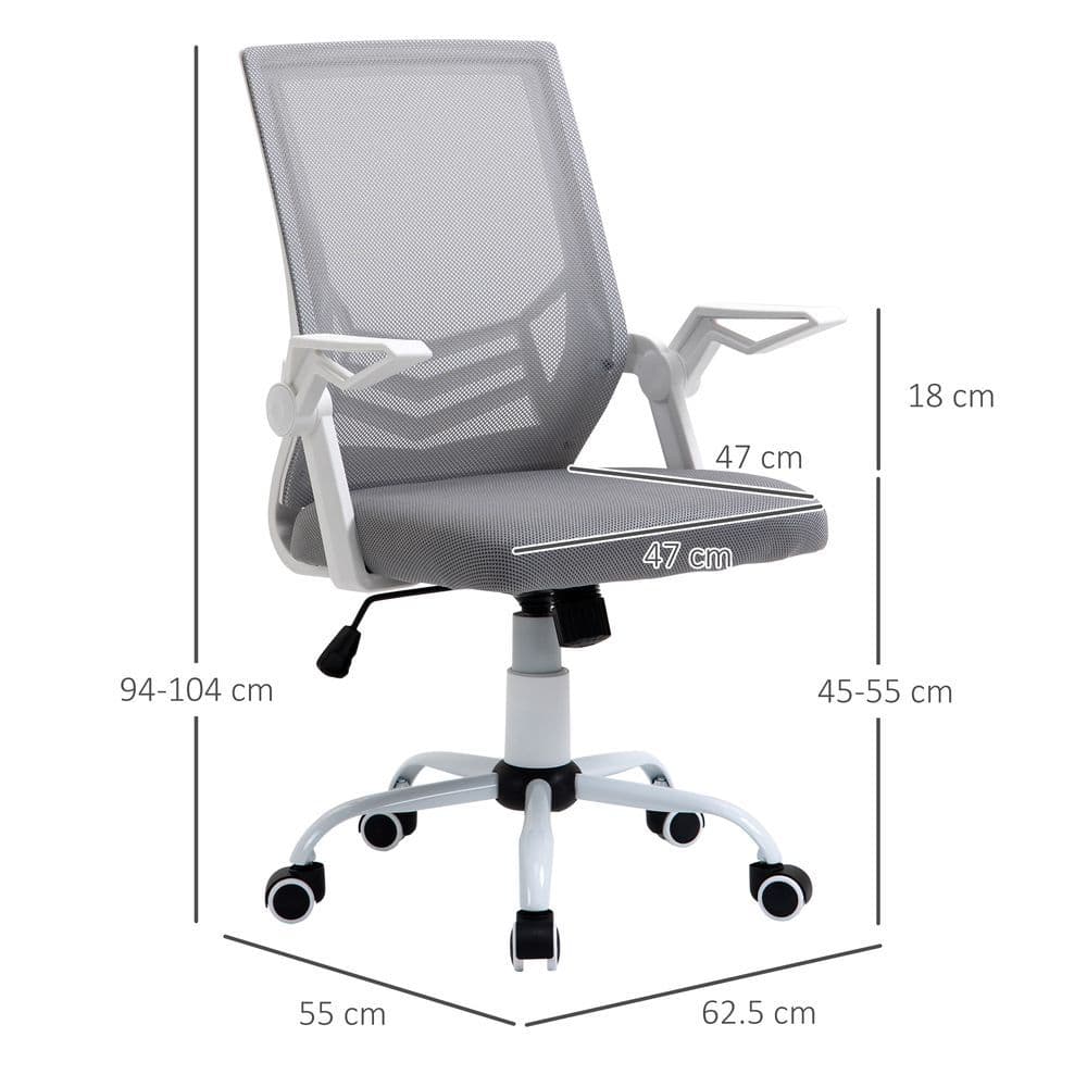 image-Mesh Swivel Office Chair Task Computer Chair w/ Lumbar Support, Grey Vinsetto