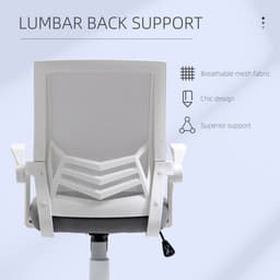 image-Mesh Swivel Office Chair Task Computer Chair w/ Lumbar Support, Grey Vinsetto