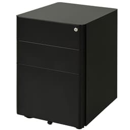 image-3 Draw Metal Filing Cabinet Lockable 4 Wheel Compact Under Desk Black Vinsetto