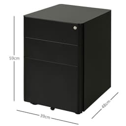 image-3 Draw Metal Filing Cabinet Lockable 4 Wheel Compact Under Desk Black Vinsetto