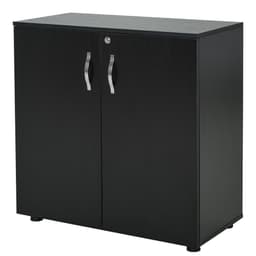 image-2-Tier Locking Office Storage Cabinet File Organisation w/ 2 Keys Black HOMCOM