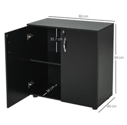 image-2-Tier Locking Office Storage Cabinet File Organisation w/ 2 Keys Black HOMCOM