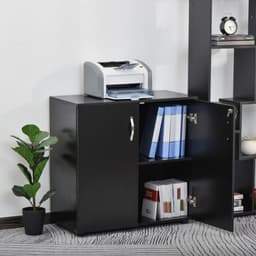 image-2-Tier Locking Office Storage Cabinet File Organisation w/ 2 Keys Black HOMCOM