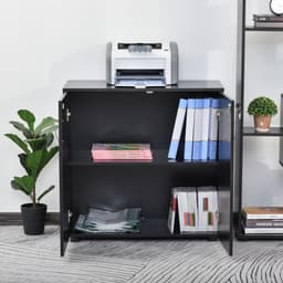 image-2-Tier Locking Office Storage Cabinet File Organisation w/ 2 Keys Black HOMCOM