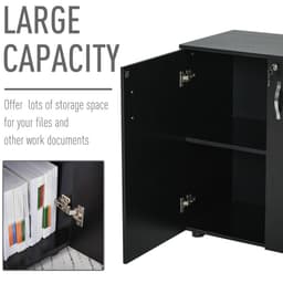 image-2-Tier Locking Office Storage Cabinet File Organisation w/ 2 Keys Black HOMCOM