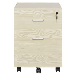 image-2-Drawer Locking Office Filing Cabinet 5 Wheels Rolling Storage Oak Vinsetto