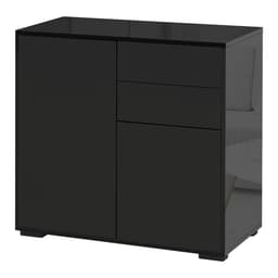 image-Side Cabinet with 2 Door Cabinet and 2 Drawer for Home Office Black