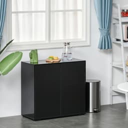 image-Side Cabinet with 2 Door Cabinet and 2 Drawer for Home Office Black