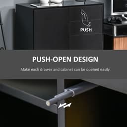 image-Side Cabinet with 2 Door Cabinet and 2 Drawer for Home Office Black