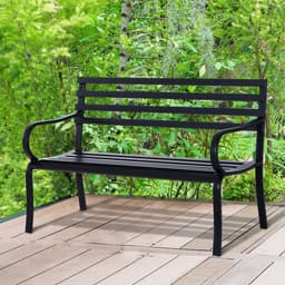 image-2 Seater Bench Garden Furniture Outdoor Metal Loveseat Seat