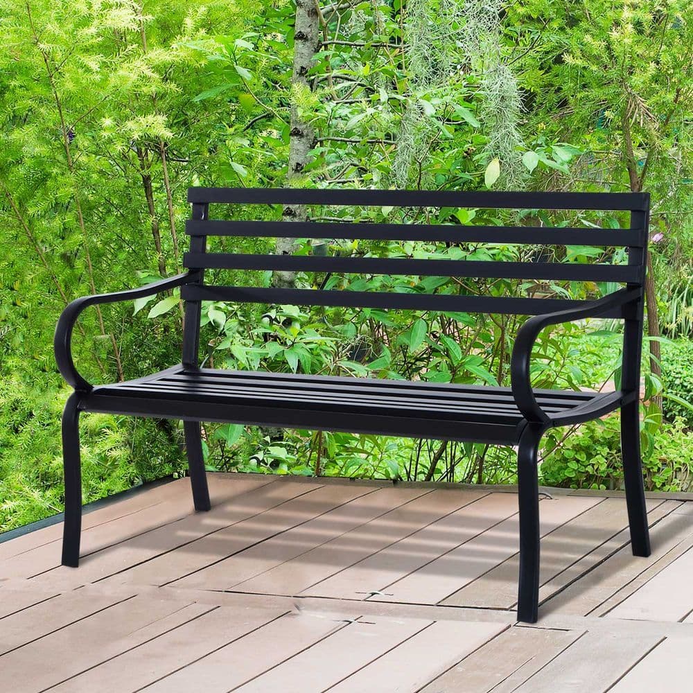 image-2 Seater Bench Garden Furniture Outdoor Metal Loveseat Seat