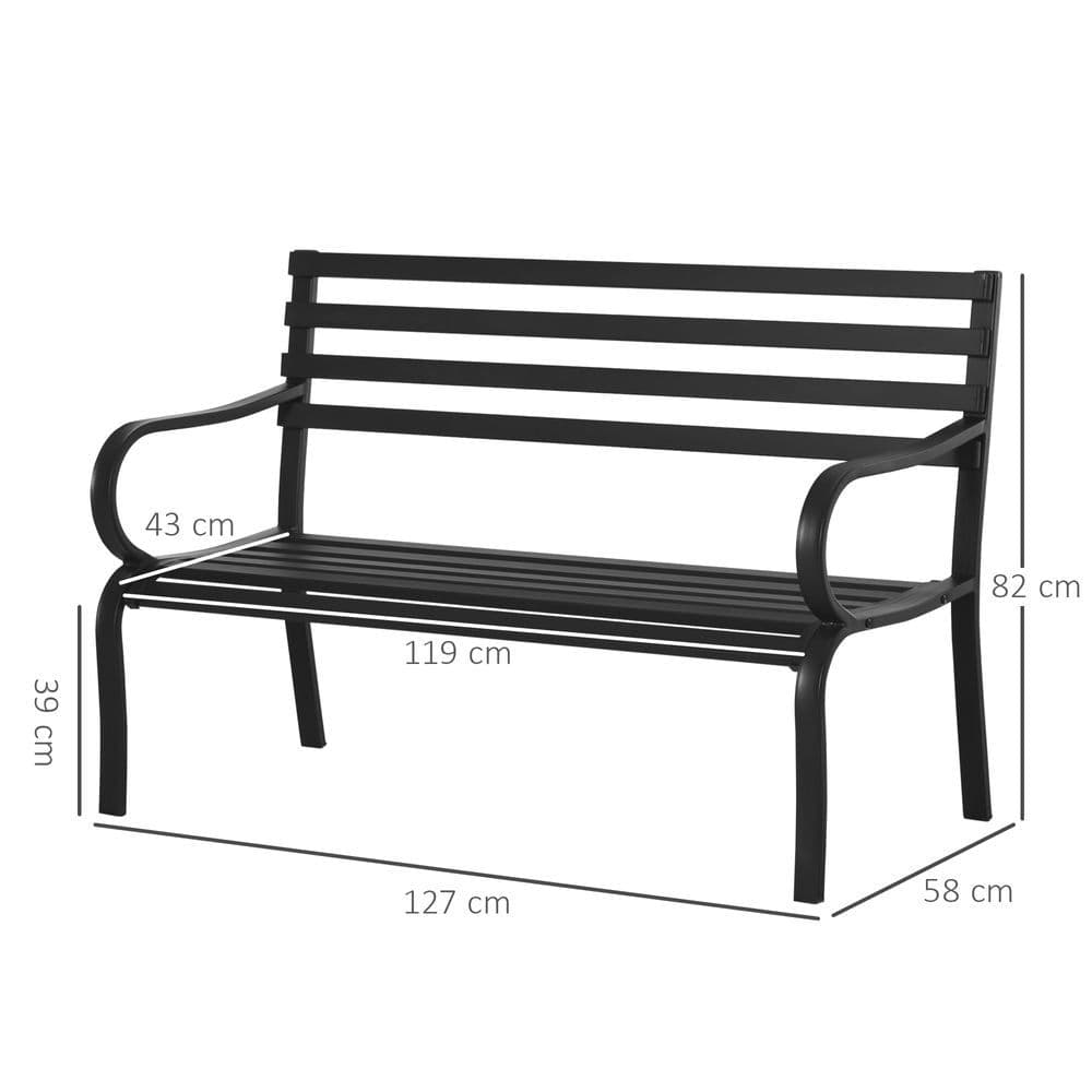 image-2 Seater Bench Garden Furniture Outdoor Metal Loveseat Seat