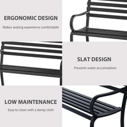 image-2 Seater Bench Garden Furniture Outdoor Metal Loveseat Seat