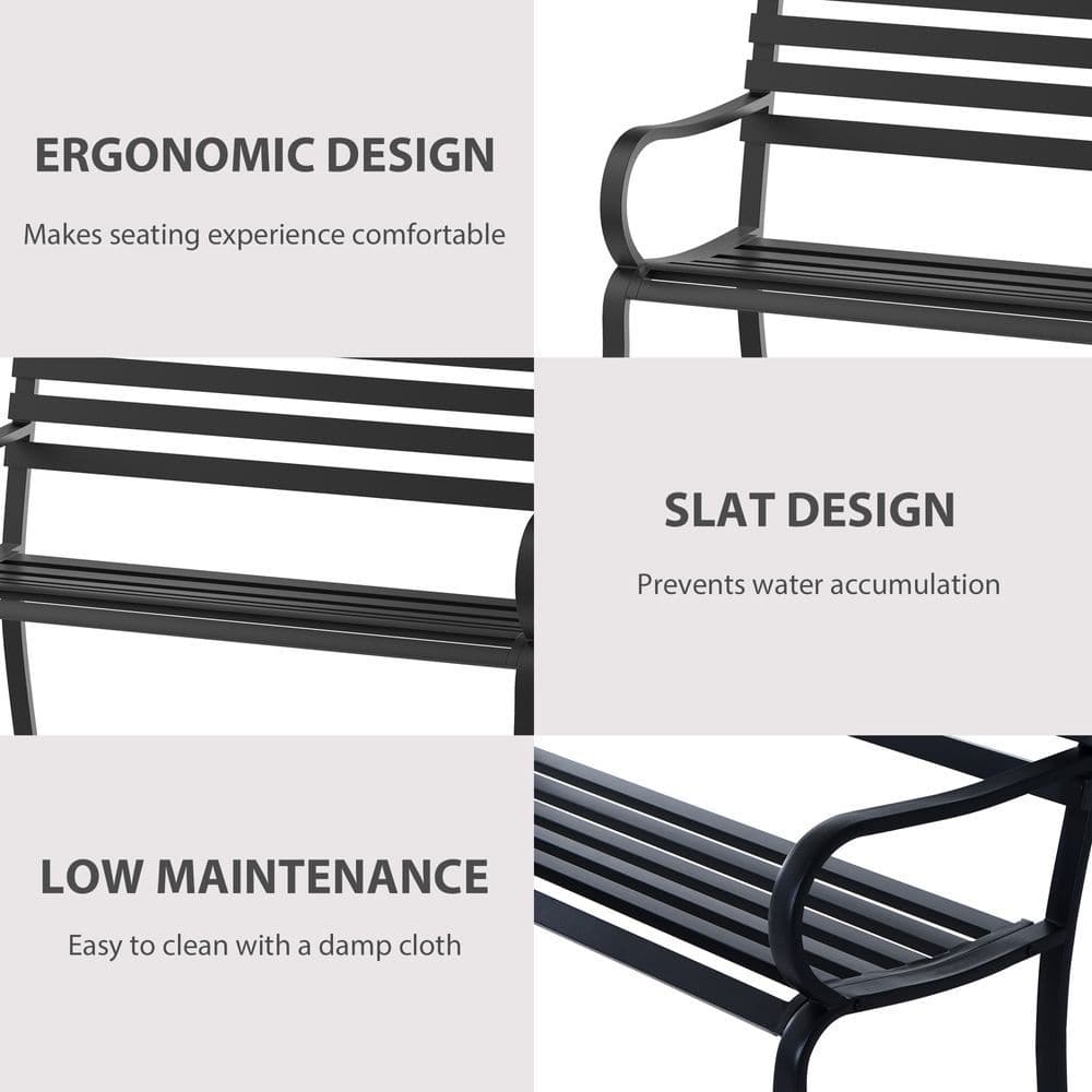 image-2 Seater Bench Garden Furniture Outdoor Metal Loveseat Seat