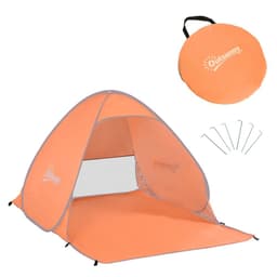 image-Beach Tent Instant Camping Pop up Tent Sun Shade Shelter, Orange Outsunny
