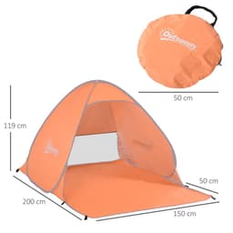 image-Beach Tent Instant Camping Pop up Tent Sun Shade Shelter, Orange Outsunny