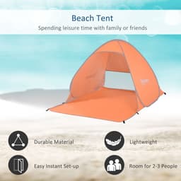 image-Beach Tent Instant Camping Pop up Tent Sun Shade Shelter, Orange Outsunny