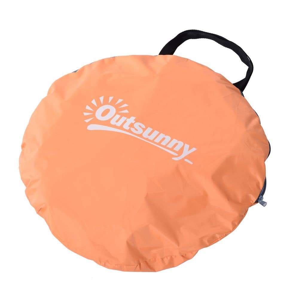 image-Beach Tent Instant Camping Pop up Tent Sun Shade Shelter, Orange Outsunny