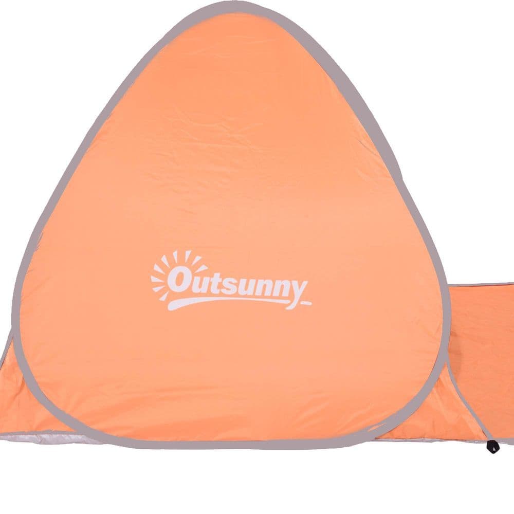 image-Beach Tent Instant Camping Pop up Tent Sun Shade Shelter, Orange Outsunny