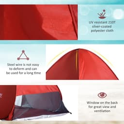 image-Beach Tent Instant Camping Pop up Tent Sun Shade Shelter, Red Outsunny