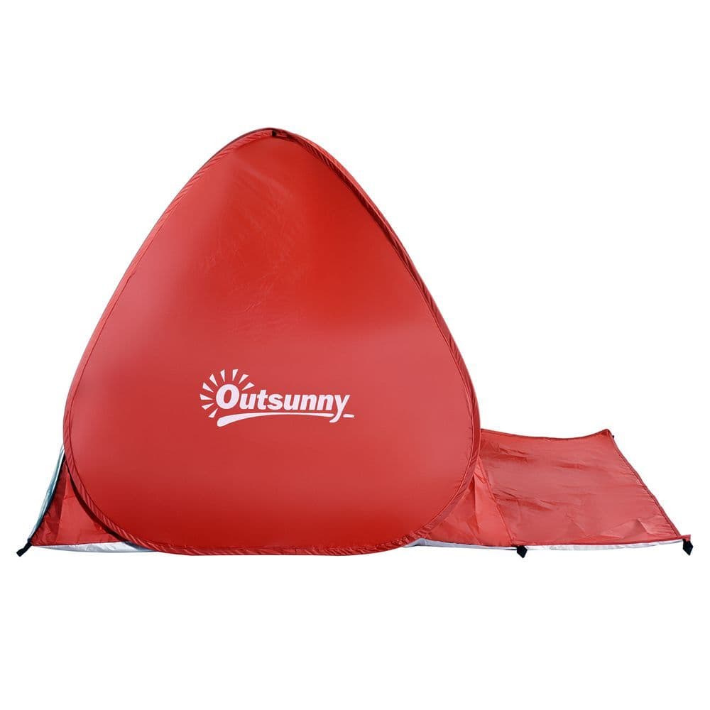 image-Beach Tent Instant Camping Pop up Tent Sun Shade Shelter, Red Outsunny