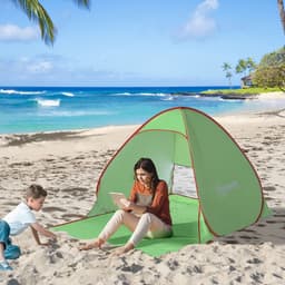 image-Beach Tent Instant Camping Pop up Tent Sun Shade Shelter, Green Outsunny