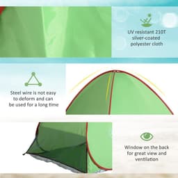 image-Beach Tent Instant Camping Pop up Tent Sun Shade Shelter, Green Outsunny