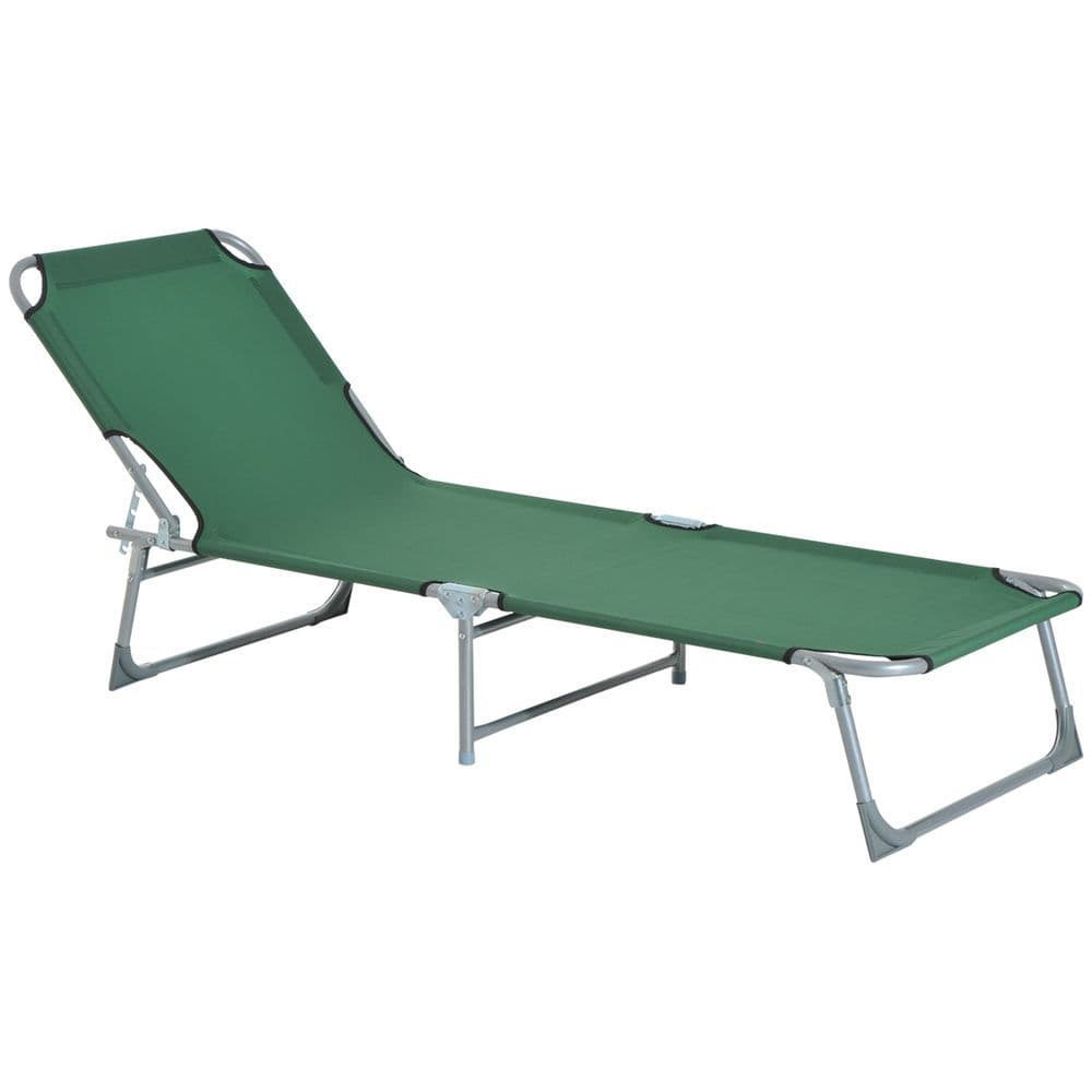 image-Camping Cot Picnic Sun Lounger Portable Folding Chair Patio Green Outsunny