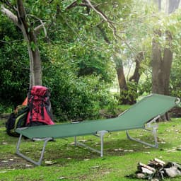 image-Camping Cot Picnic Sun Lounger Portable Folding Chair Patio Green Outsunny