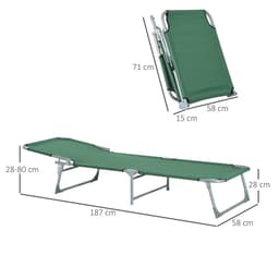image-Camping Cot Picnic Sun Lounger Portable Folding Chair Patio Green Outsunny