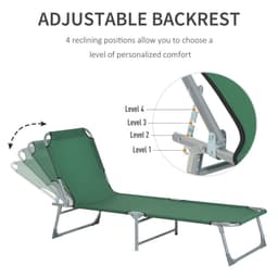 image-Camping Cot Picnic Sun Lounger Portable Folding Chair Patio Green Outsunny