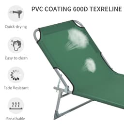 image-Camping Cot Picnic Sun Lounger Portable Folding Chair Patio Green Outsunny