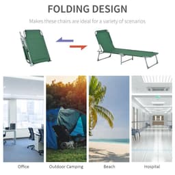 image-Camping Cot Picnic Sun Lounger Portable Folding Chair Patio Green Outsunny