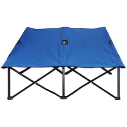 image-Double Camping Folding Cot Outdoor Portable Sunbed w/ Carry Bag, Blue Outsunny