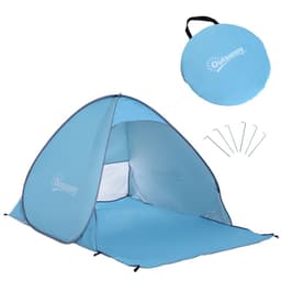 image-Beach Tent Instant Camping Pop up Tent Sun Shade Shelter, Blue Outsunny