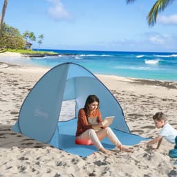 image-Beach Tent Instant Camping Pop up Tent Sun Shade Shelter, Blue Outsunny