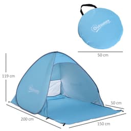 image-Beach Tent Instant Camping Pop up Tent Sun Shade Shelter, Blue Outsunny
