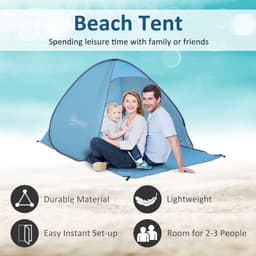 image-Beach Tent Instant Camping Pop up Tent Sun Shade Shelter, Blue Outsunny
