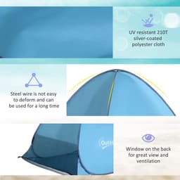 image-Beach Tent Instant Camping Pop up Tent Sun Shade Shelter, Blue Outsunny