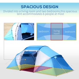 image-4-6 Persons Camping Tent Dome Family Travel Group Hiking Room Fishing Outsunny