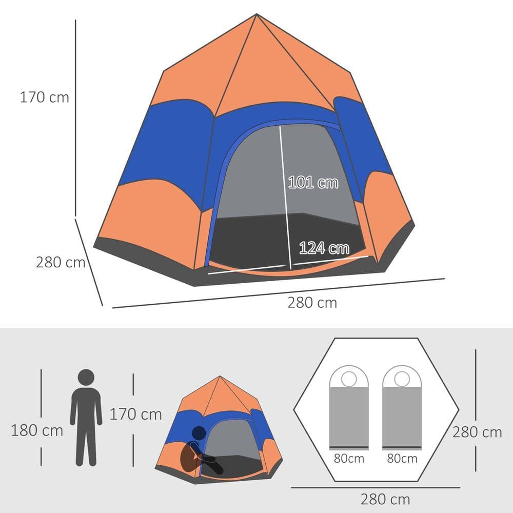 image-4 Person Pop Up Tent Camping Festival Hiking Shelter Family Portable Outsunny