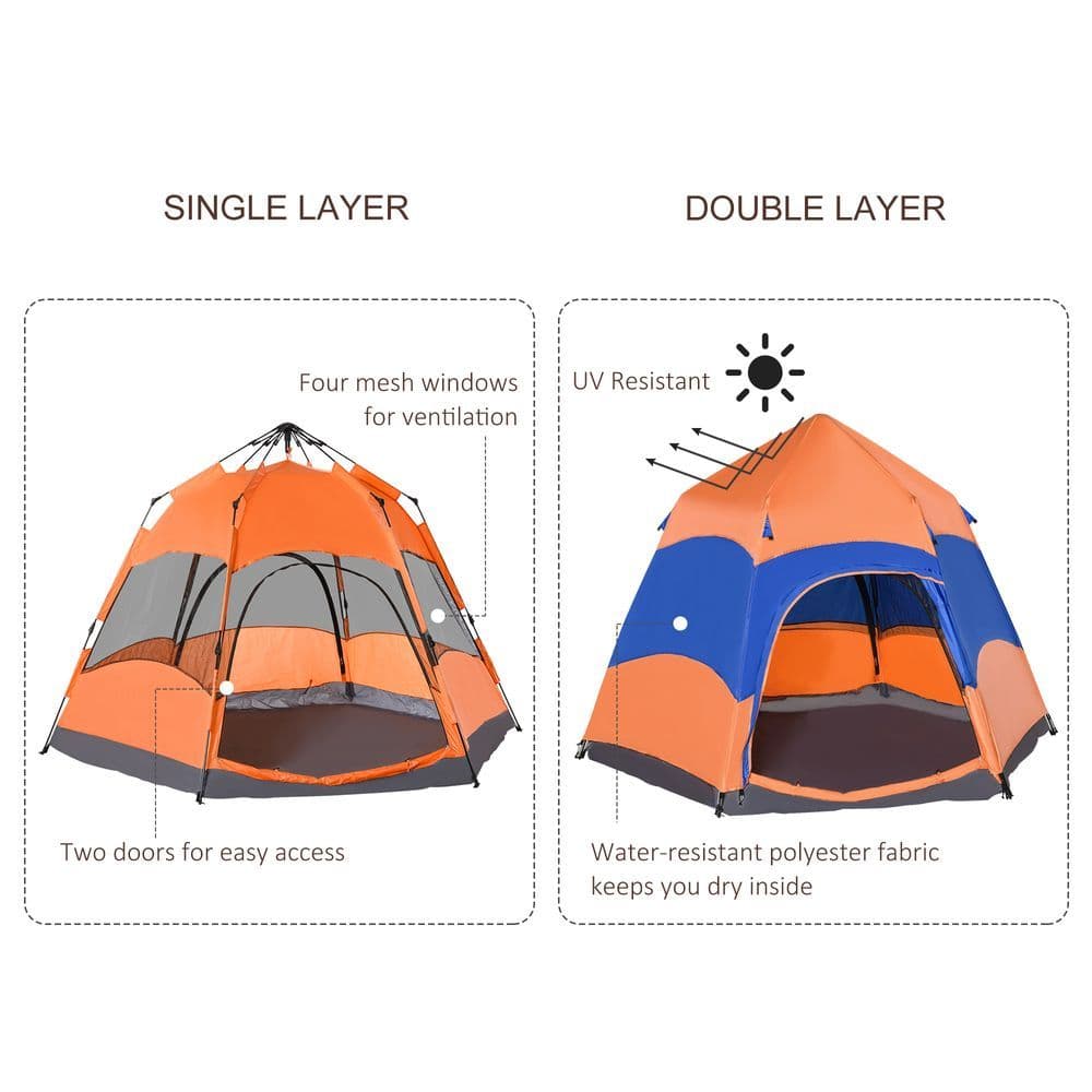 image-4 Person Pop Up Tent Camping Festival Hiking Shelter Family Portable Outsunny